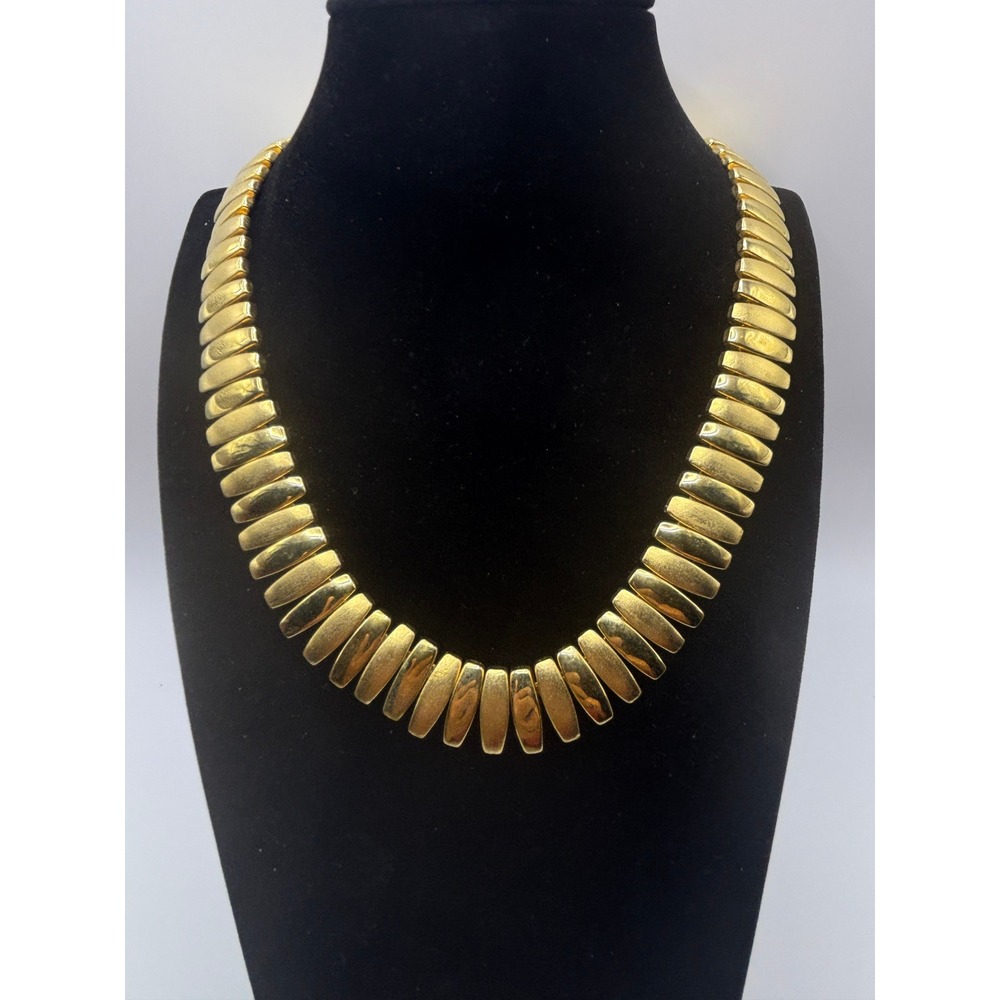 Napier Gold Tone Collar Necklace Brushed Rectangular Link Statement 16 Inch NWT